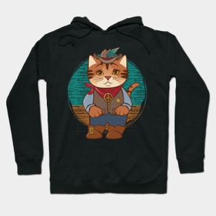 Old West Peaceful Cowgirl Sheriff Cat Hoodie